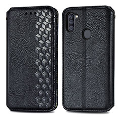 Coque Portefeuille Livre Cuir Etui Clapet S01D pour Samsung Galaxy M11 Noir