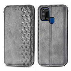 Coque Portefeuille Livre Cuir Etui Clapet S01D pour Samsung Galaxy M31 Gris