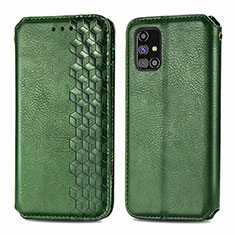 Coque Portefeuille Livre Cuir Etui Clapet S01D pour Samsung Galaxy M31s Vert