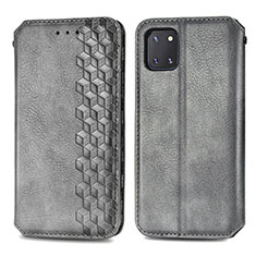 Coque Portefeuille Livre Cuir Etui Clapet S01D pour Samsung Galaxy Note 10 Lite Gris