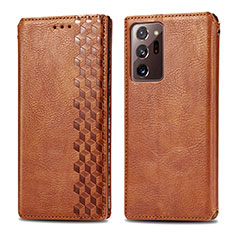 Coque Portefeuille Livre Cuir Etui Clapet S01D pour Samsung Galaxy Note 20 Ultra 5G Marron