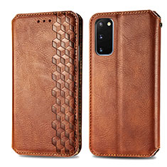 Coque Portefeuille Livre Cuir Etui Clapet S01D pour Samsung Galaxy S20 5G Marron