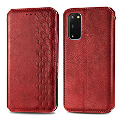Coque Portefeuille Livre Cuir Etui Clapet S01D pour Samsung Galaxy S20 5G Rouge
