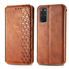 Coque Portefeuille Livre Cuir Etui Clapet S01D pour Samsung Galaxy S20 Plus Marron