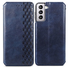 Coque Portefeuille Livre Cuir Etui Clapet S01D pour Samsung Galaxy S21 FE 5G Bleu