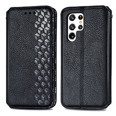 Coque Portefeuille Livre Cuir Etui Clapet S01D pour Samsung Galaxy S23 Ultra 5G Noir