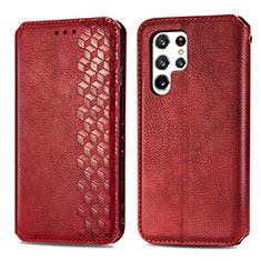 Coque Portefeuille Livre Cuir Etui Clapet S01D pour Samsung Galaxy S23 Ultra 5G Rouge