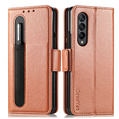 Coque Portefeuille Livre Cuir Etui Clapet S01D pour Samsung Galaxy Z Fold4 5G Marron