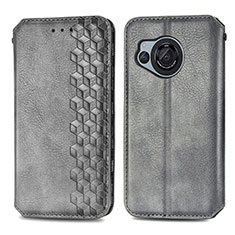 Coque Portefeuille Livre Cuir Etui Clapet S01D pour Sharp Aquos R8 Gris