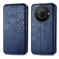 Coque Portefeuille Livre Cuir Etui Clapet S01D pour Sharp Aquos R8s Pro Bleu