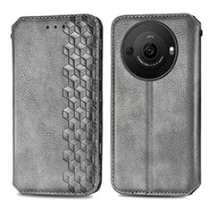 Coque Portefeuille Livre Cuir Etui Clapet S01D pour Sharp Aquos R8s Pro Gris