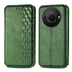 Coque Portefeuille Livre Cuir Etui Clapet S01D pour Sharp Aquos R8s Pro Vert