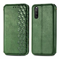 Coque Portefeuille Livre Cuir Etui Clapet S01D pour Sony Xperia 10 III Lite Vert