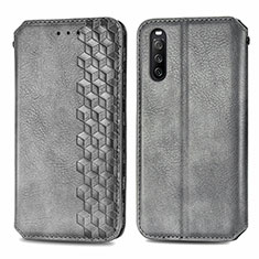 Coque Portefeuille Livre Cuir Etui Clapet S01D pour Sony Xperia 10 III SO-52B Gris