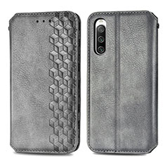 Coque Portefeuille Livre Cuir Etui Clapet S01D pour Sony Xperia 10 IV SOG07 Gris