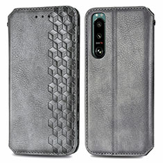 Coque Portefeuille Livre Cuir Etui Clapet S01D pour Sony Xperia 5 III Gris