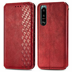 Coque Portefeuille Livre Cuir Etui Clapet S01D pour Sony Xperia 5 III Rouge