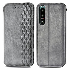 Coque Portefeuille Livre Cuir Etui Clapet S01D pour Sony Xperia 5 IV Gris