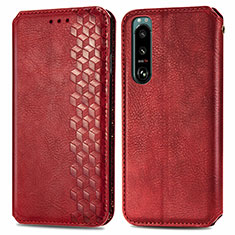 Coque Portefeuille Livre Cuir Etui Clapet S01D pour Sony Xperia 5 IV Rouge