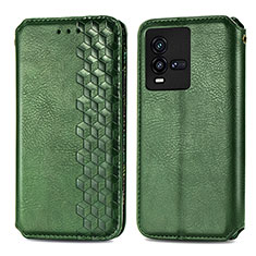 Coque Portefeuille Livre Cuir Etui Clapet S01D pour Vivo iQOO 10 5G Vert