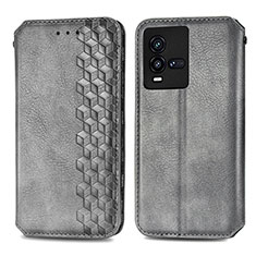 Coque Portefeuille Livre Cuir Etui Clapet S01D pour Vivo iQOO 9T 5G Gris