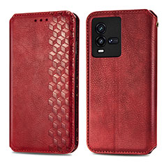 Coque Portefeuille Livre Cuir Etui Clapet S01D pour Vivo iQOO 9T 5G Rouge