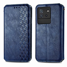 Coque Portefeuille Livre Cuir Etui Clapet S01D pour Vivo iQOO Neo6 5G Bleu