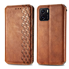 Coque Portefeuille Livre Cuir Etui Clapet S01D pour Vivo iQOO U5x Marron