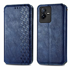 Coque Portefeuille Livre Cuir Etui Clapet S01D pour Vivo T2x 5G Bleu