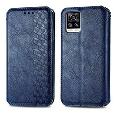 Coque Portefeuille Livre Cuir Etui Clapet S01D pour Vivo V20 (2021) Bleu