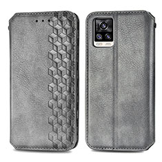 Coque Portefeuille Livre Cuir Etui Clapet S01D pour Vivo V20 (2021) Gris