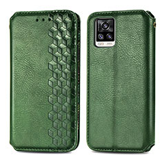 Coque Portefeuille Livre Cuir Etui Clapet S01D pour Vivo V20 (2021) Vert