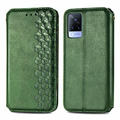 Coque Portefeuille Livre Cuir Etui Clapet S01D pour Vivo V21 5G Vert