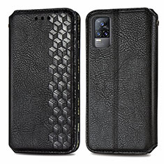 Coque Portefeuille Livre Cuir Etui Clapet S01D pour Vivo V21e 4G Noir