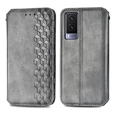 Coque Portefeuille Livre Cuir Etui Clapet S01D pour Vivo V21e 5G Gris