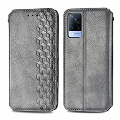 Coque Portefeuille Livre Cuir Etui Clapet S01D pour Vivo V21s 5G Gris