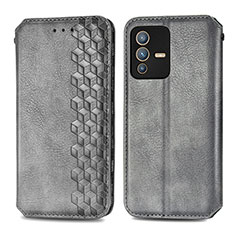 Coque Portefeuille Livre Cuir Etui Clapet S01D pour Vivo V23 5G Gris