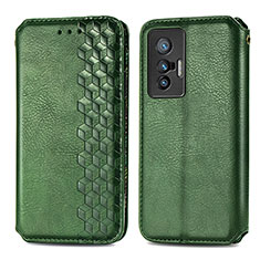 Coque Portefeuille Livre Cuir Etui Clapet S01D pour Vivo X70 5G Vert