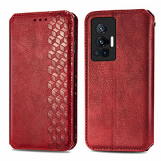 Coque Portefeuille Livre Cuir Etui Clapet S01D pour Vivo X70 Pro 5G Rouge