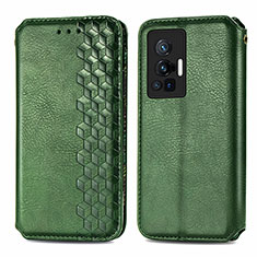 Coque Portefeuille Livre Cuir Etui Clapet S01D pour Vivo X70 Pro 5G Vert