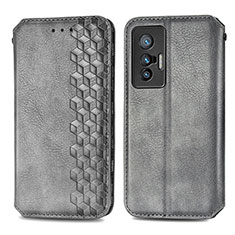 Coque Portefeuille Livre Cuir Etui Clapet S01D pour Vivo X70t Gris