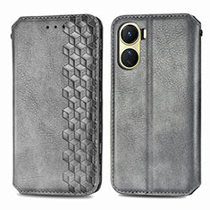 Coque Portefeuille Livre Cuir Etui Clapet S01D pour Vivo Y02S Gris