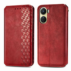 Coque Portefeuille Livre Cuir Etui Clapet S01D pour Vivo Y02S Rouge