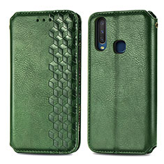 Coque Portefeuille Livre Cuir Etui Clapet S01D pour Vivo Y11 Vert