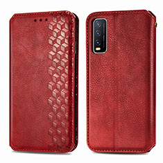 Coque Portefeuille Livre Cuir Etui Clapet S01D pour Vivo Y11s Rouge