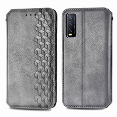 Coque Portefeuille Livre Cuir Etui Clapet S01D pour Vivo Y12A Gris