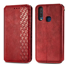 Coque Portefeuille Livre Cuir Etui Clapet S01D pour Vivo Y15 Rouge