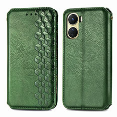 Coque Portefeuille Livre Cuir Etui Clapet S01D pour Vivo Y16 Vert