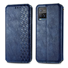 Coque Portefeuille Livre Cuir Etui Clapet S01D pour Vivo Y21a Bleu