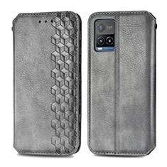 Coque Portefeuille Livre Cuir Etui Clapet S01D pour Vivo Y32 4G Gris